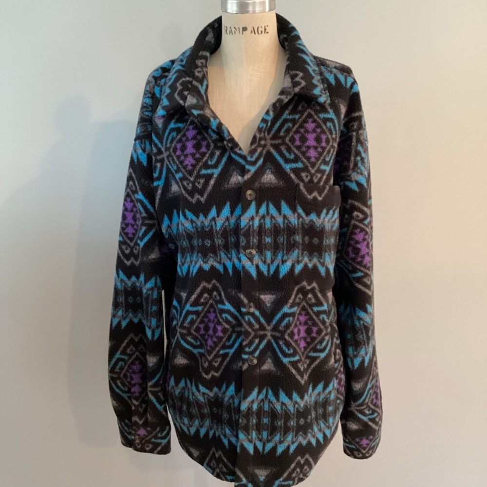 Edgar + Ash Aztec Fleece Button Up Jacket Size Xlarge